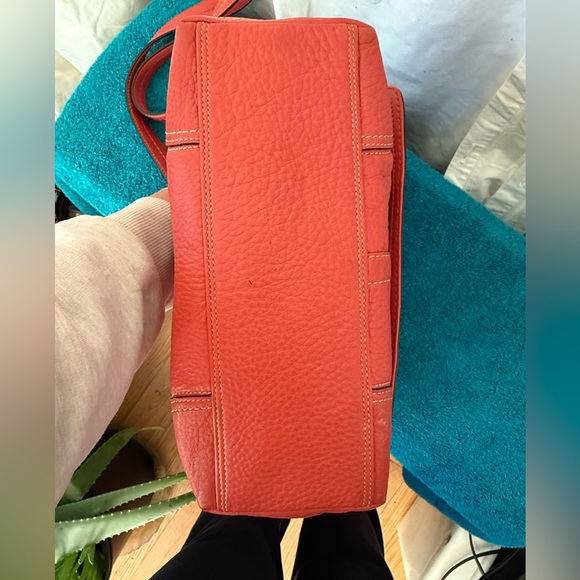 Coach 2008 Hampton Flap VGUC Pebbled Leather Convertible Crossbody Orange/Salmon - Picture 5 of 8